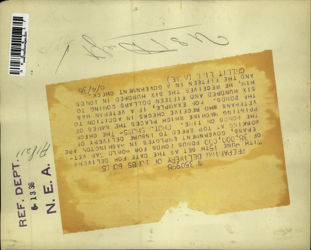 1936 Press Photo With June 15th set as date for delivery of 38,000,000 bonus