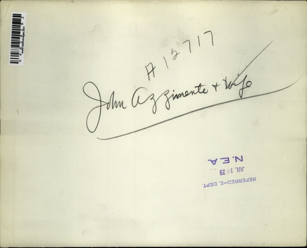 1929 Press Photo John Azzimente and his wife