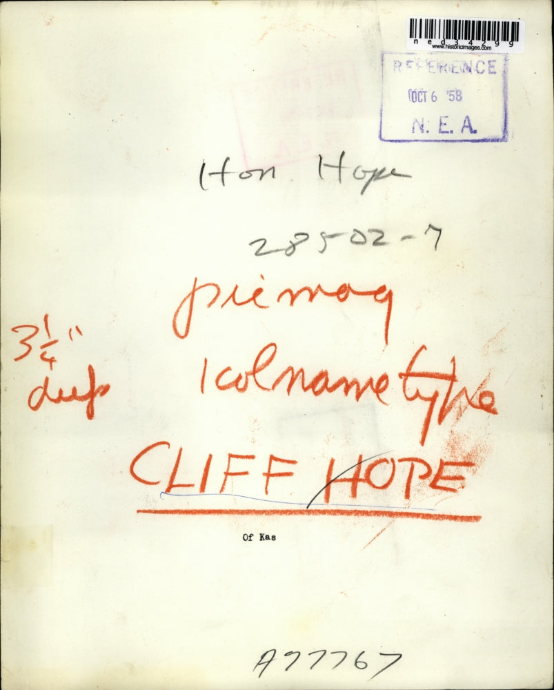 1958 Press Photo Cliff Hope of Kansas