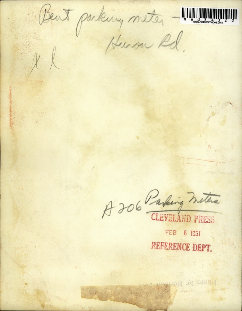 1951 Press Photo Bent parking meter