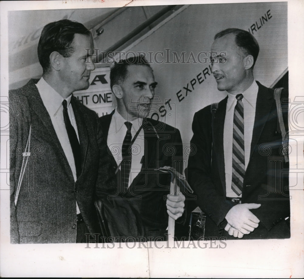 1963 Press Photo Dr. G. Roberts, Dr. W.E. Siri & Ddr. J.T. Loster to depart