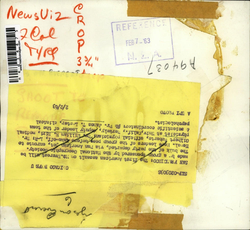 1963 Press Photo Dr. G. Roberts, Dr. W.E. Siri & Ddr. J.T. Loster to depart