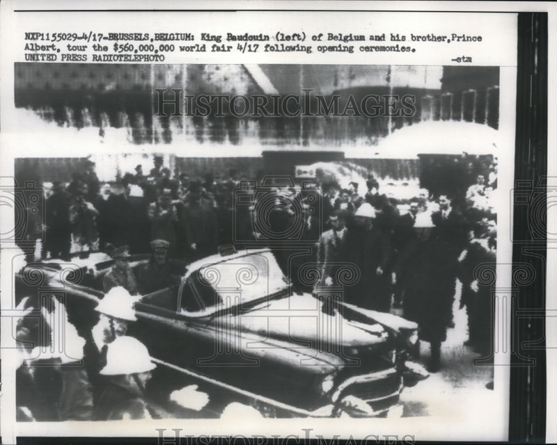 Load image into Gallery viewer, 1958 Press Photo King Baudouin of Belguim and brother, Prince Albert
