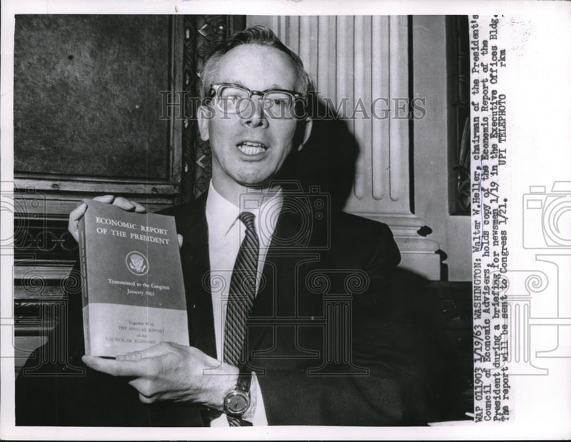 Load image into Gallery viewer, 1963 Press Photo Washington Walter W Heller chairma nof the President's Council
