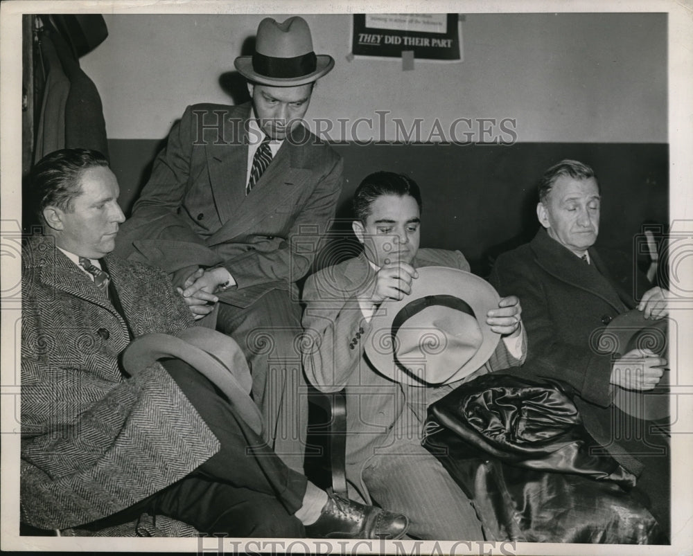 1944 Press Photo A.C. Wick, R. Dennis, S. Signore & H. Kobler questioned
