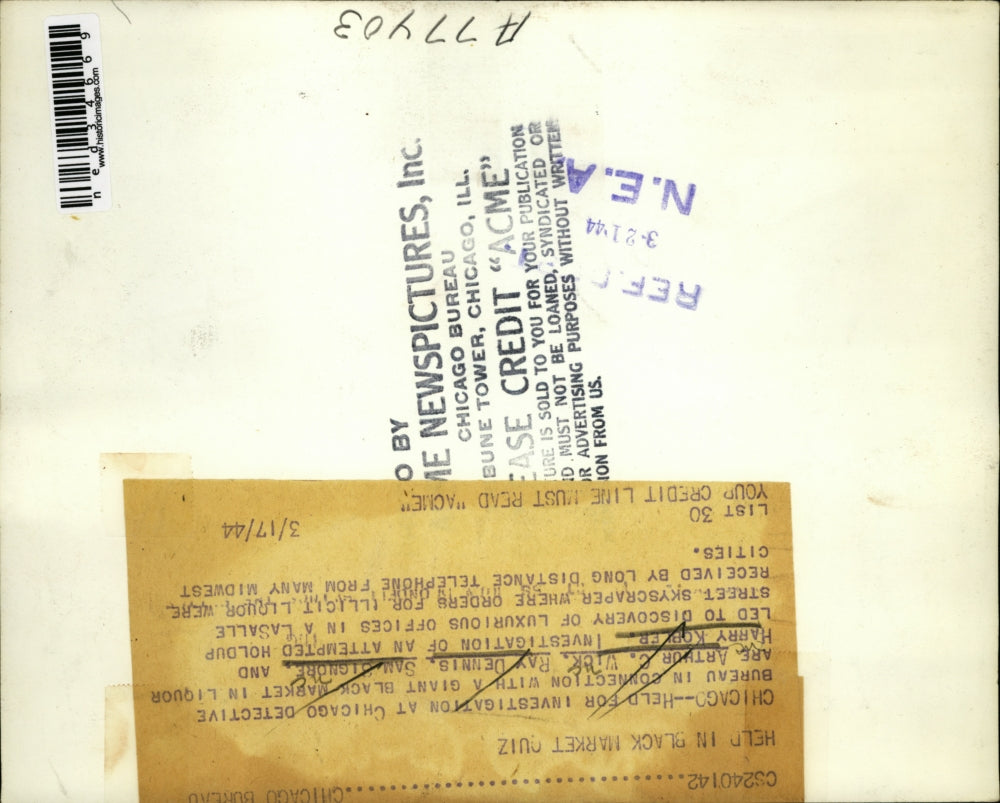 1944 Press Photo A.C. Wick, R. Dennis, S. Signore & H. Kobler questioned