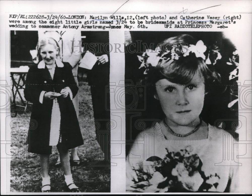 1960 Press Photo Marilyn Wills & Catherine Vesey bridesmaids to be