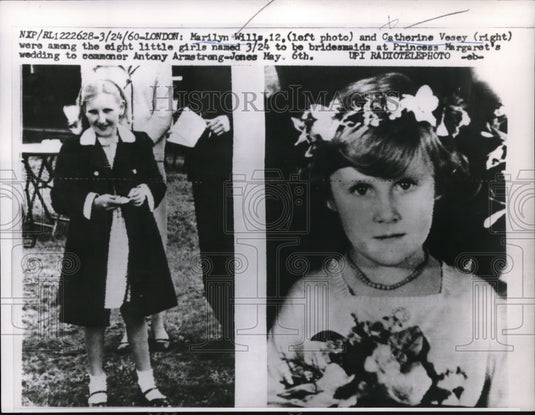1960 Press Photo Marilyn Wills & Catherine Vesey bridesmaids to be