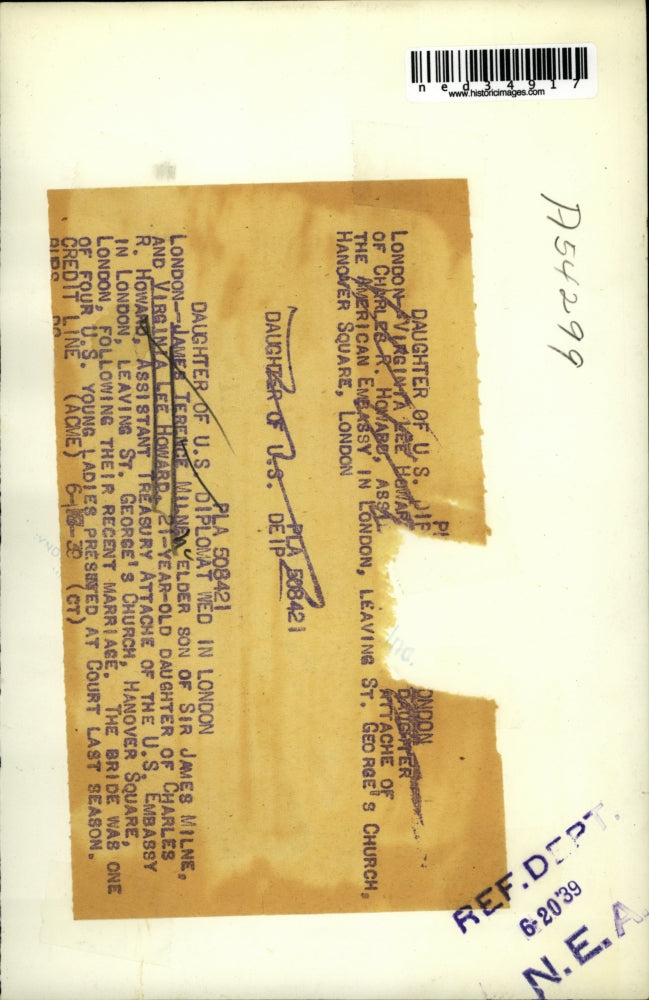 1939 Press Photo James Terence Milney and Virginia Lee Howard after wedding