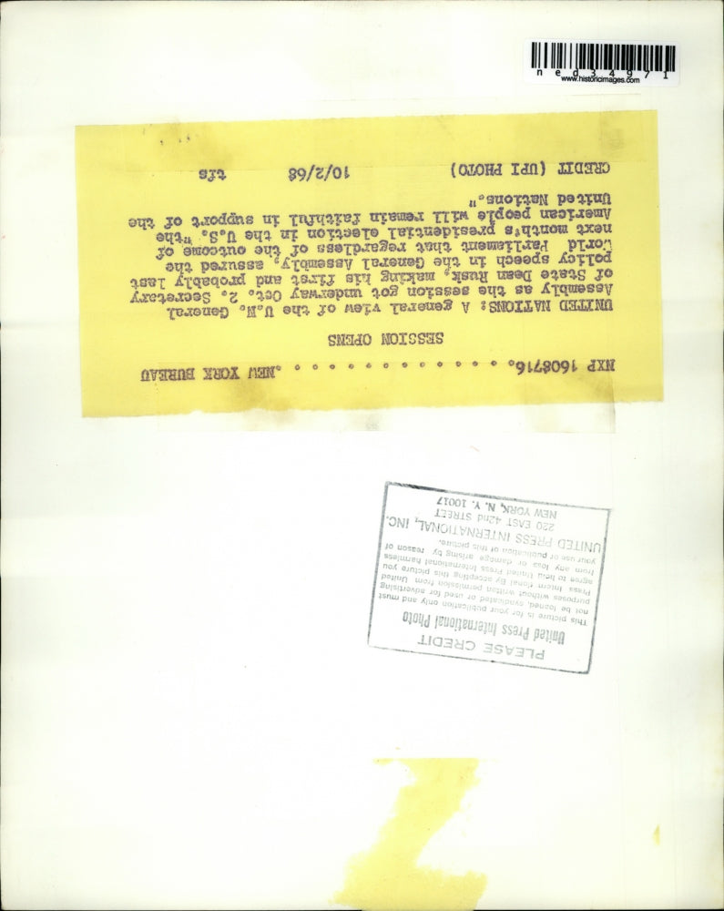 1968 Press Photo a general view of the UN General Assembly as session got under