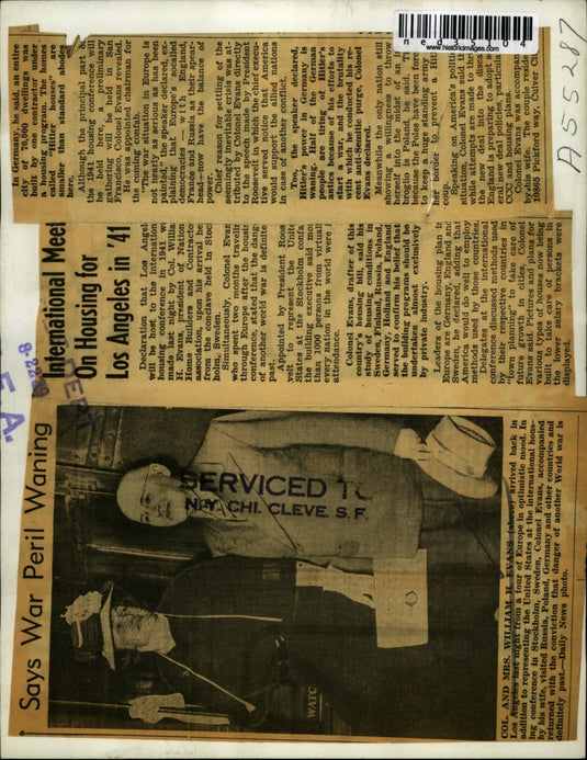 1939 Press Photo Col. and Mrs William H Evans arrived back in Los Angeles last