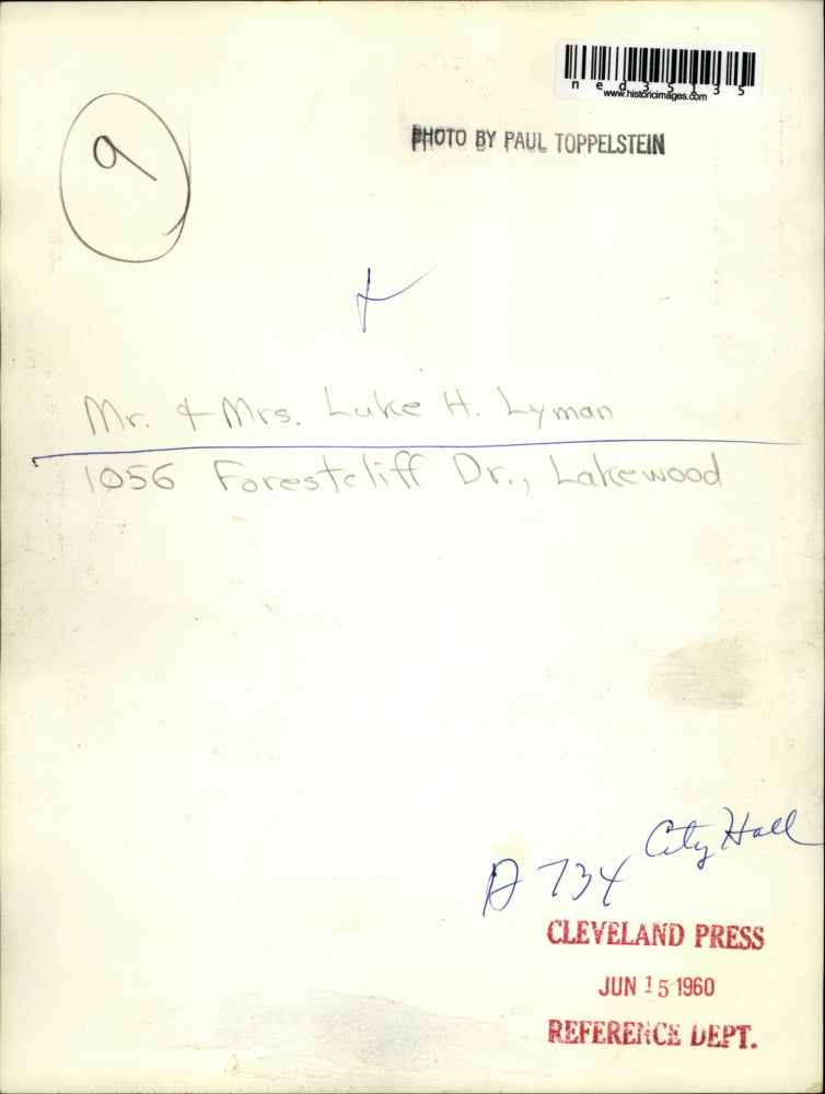 1960 Press Photo Mr. And Mrs. Luke H. Lyman of Lakewood