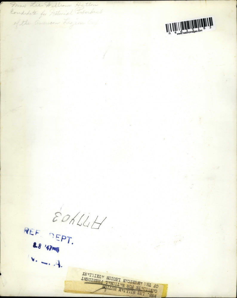 1947 Press Photo Mrs. Lee Hutton Candidate For American Legion Auxiliary