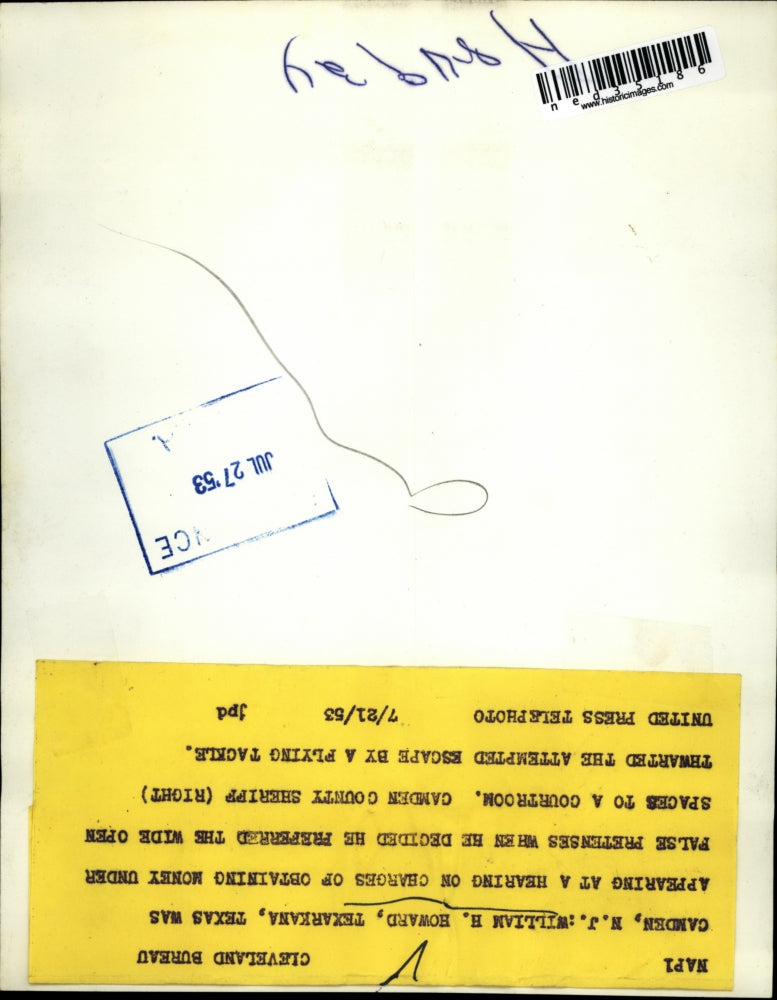 1953 Press Photo William H. Howard Tried To Escape From Court Hearing