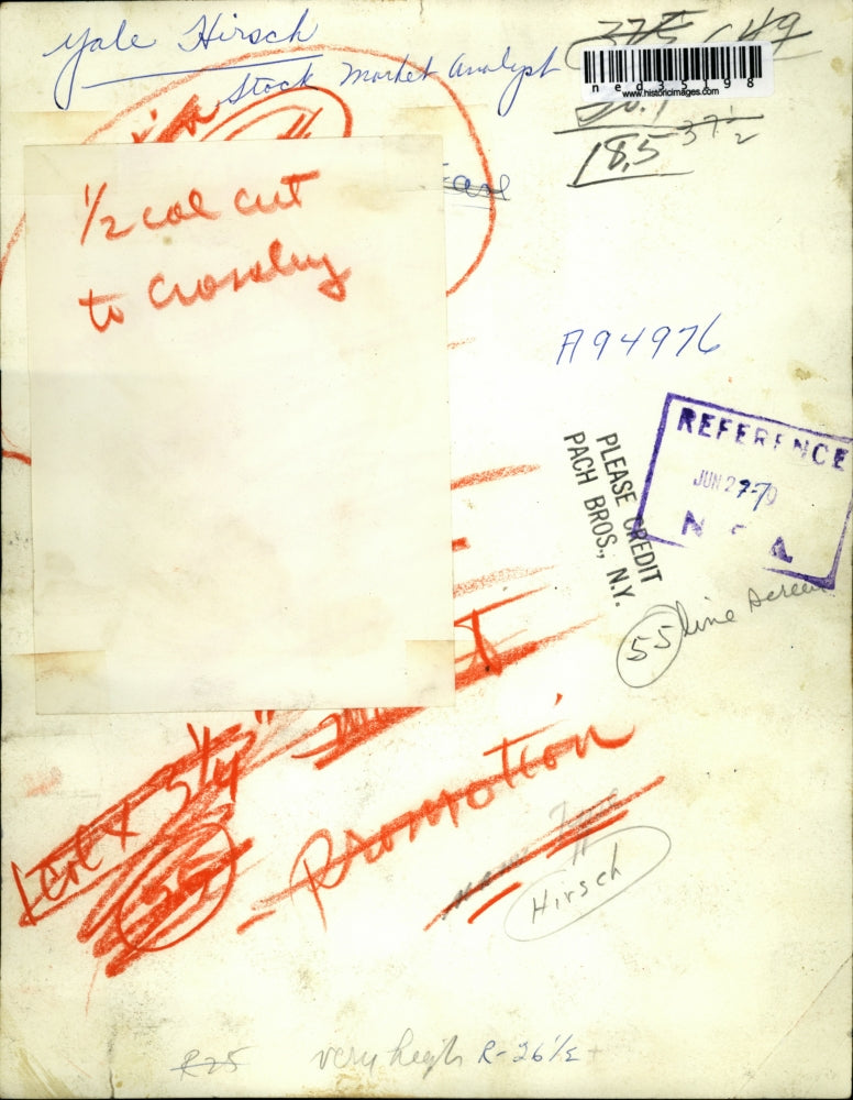 1979 Press Photo Yale Hirsch, Stock Market Analyst - ned35198