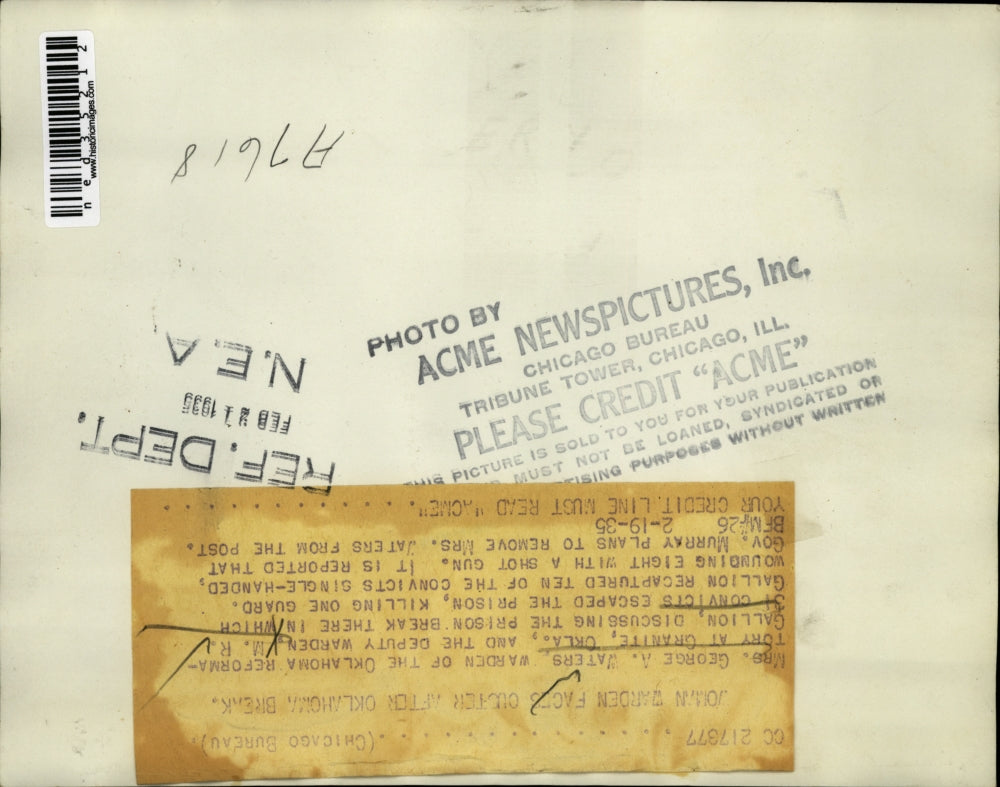 1935 Press Photo Warden Mrs George A. Waters and Deputy Warden M.R. Gallion