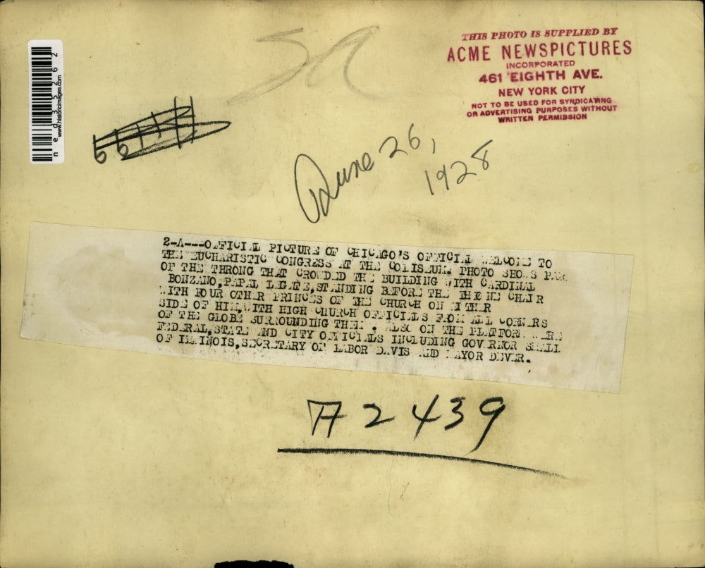 1928 Press Photo Official Picture Of Chicago's Congress