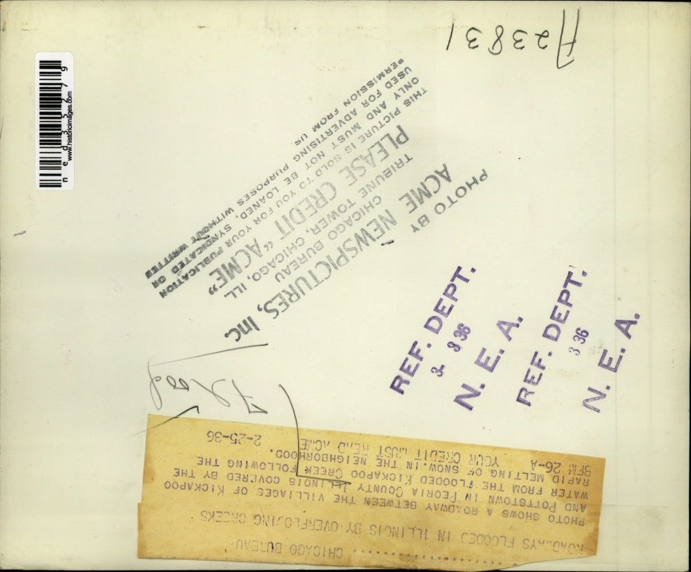 1936 Press Photo Roadways flooded in Peoria County, Illinois