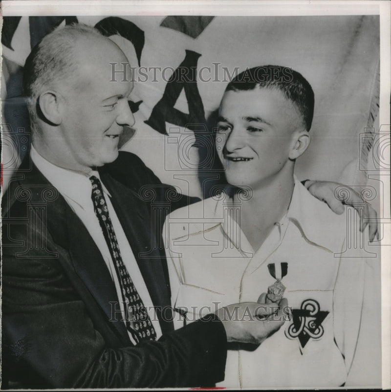 Load image into Gallery viewer, 1952 Press Photo Terry funk named "Boy of the Year" by Joseph H. Simon
