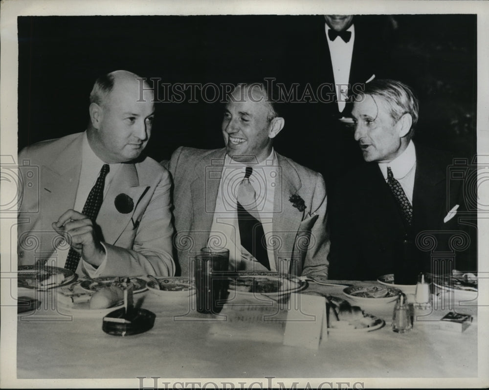 1934 Press Photo J.A. Farley, J.L. Warner & W.G. McAdoo at a luncheon