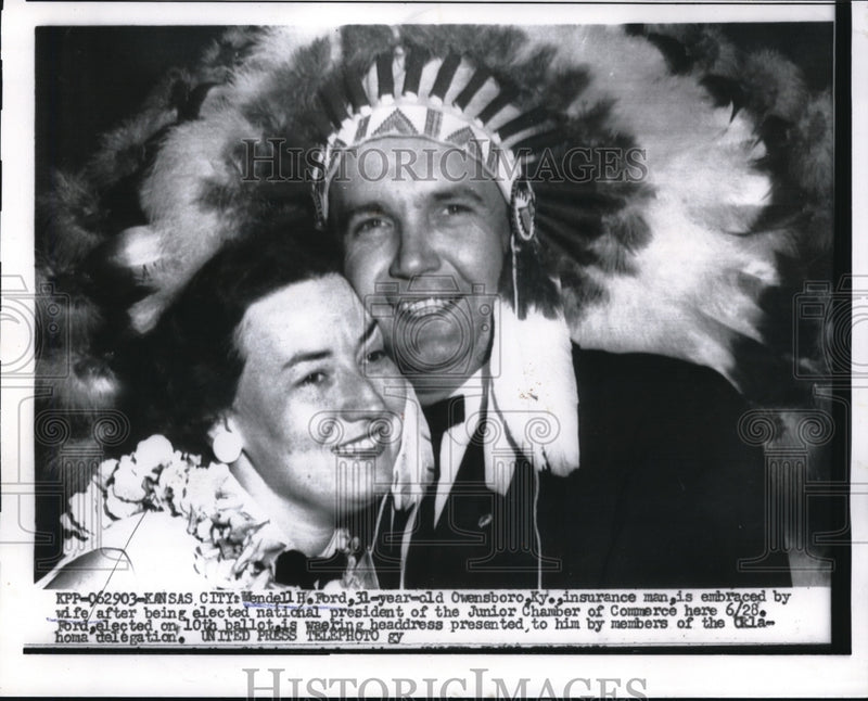 Load image into Gallery viewer, 1956 Press Photo Wendell Ford Elected President Of Junior Chamber Of Commerce
