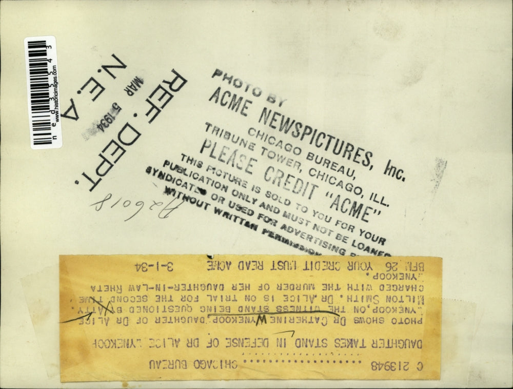 1934 Press Photo Dr. Catherine Wynekoop on the witness stand - ned35543