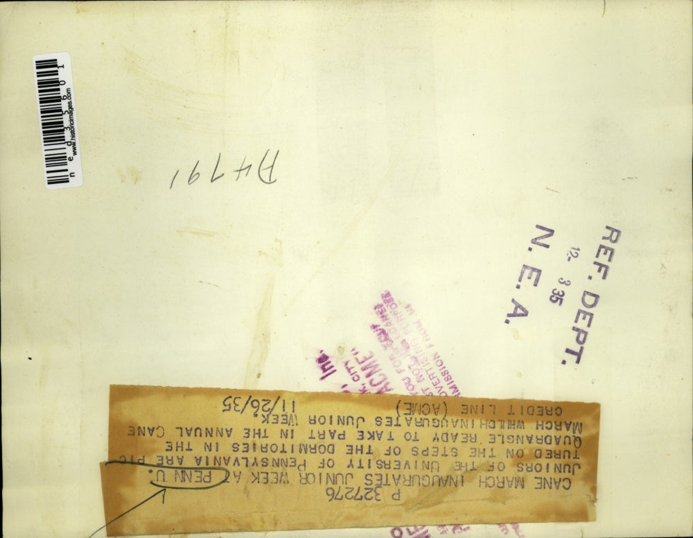 1935 Press Photo Cane March Inaugerates Junior Week at Penn U. Juniors of the