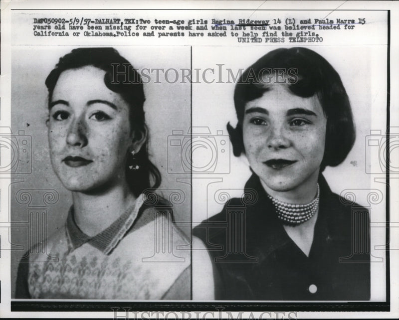 Load image into Gallery viewer, 1957 Press Photo Regina Ridgeway and Paula Marrs have been missing

