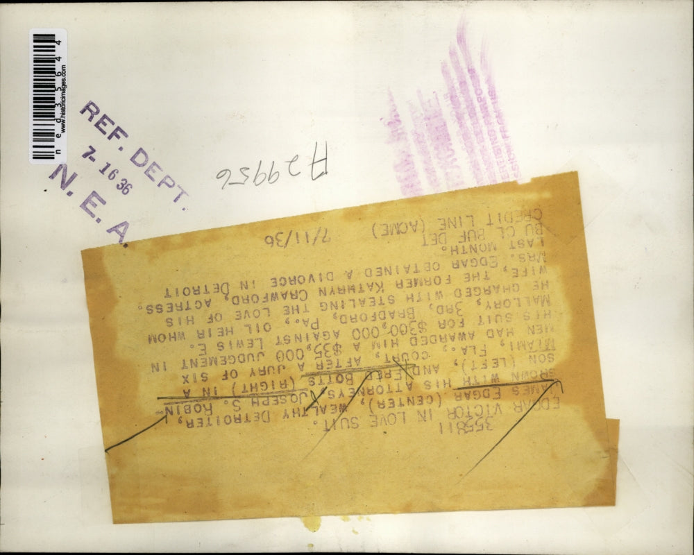 1936 Press Photo James Edgar wealthy Detroiter with his attorneys Joseph s