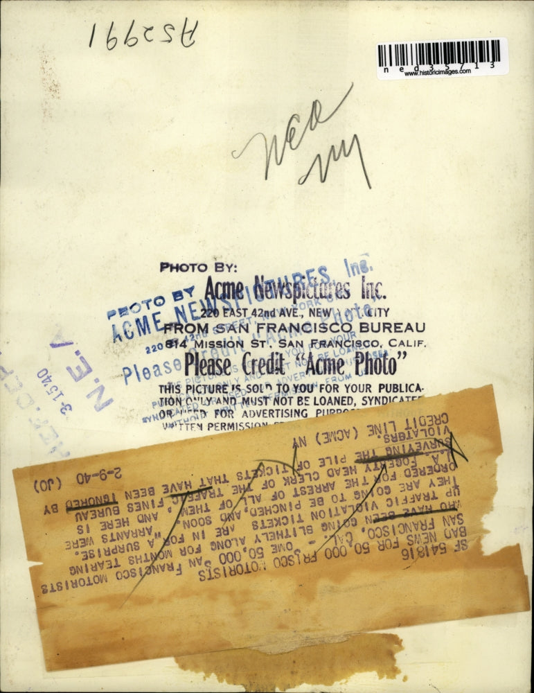 1949 Press Photo San Francisco over 50,000 motorist have been going blithely