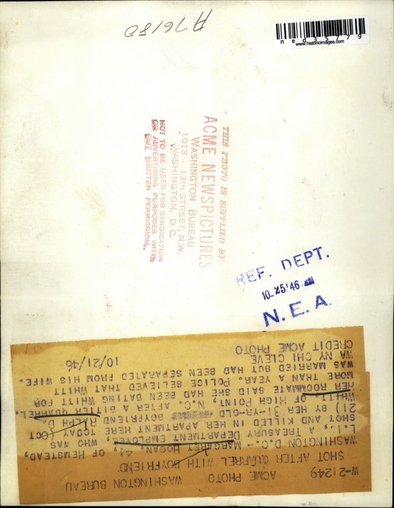 1946 Press Photo Margaret Hogan Shot By Ralph Whitt After Argument - ned35779