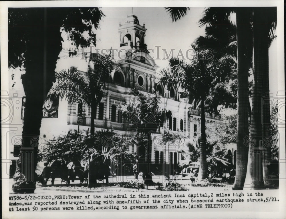 1950 Press Photo Cathedral in an ancient Inca capital before it was