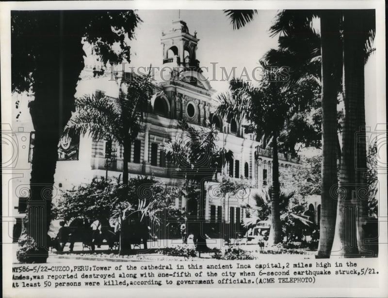 Load image into Gallery viewer, 1950 Press Photo Cathedral in an ancient Inca capital before it was
