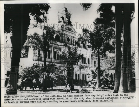 1950 Press Photo Cathedral in an ancient Inca capital before it was