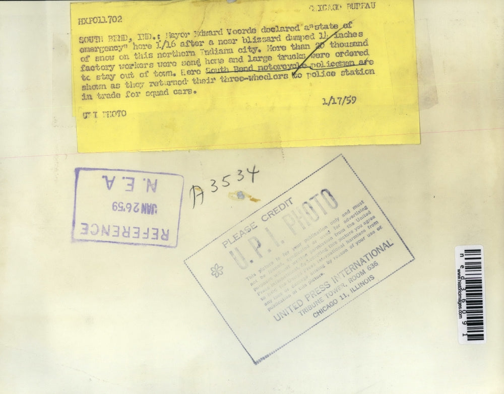 1959 Press Photo South Bend Ind Mayor Edward Voorde declared a state of