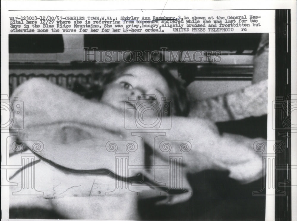 1957 Press Photo Shirley Ann Ramsburg Recovers From Blue Ridge Mountains Ordeal