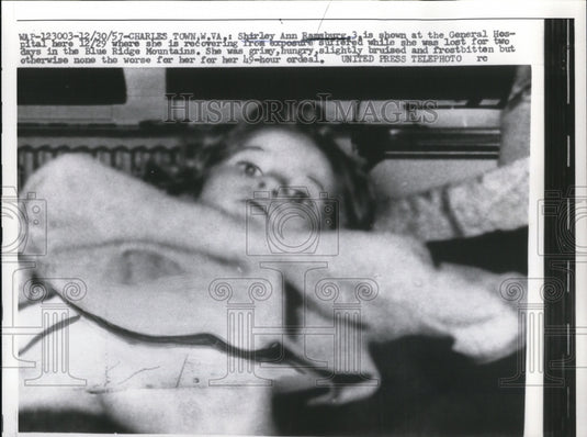 1957 Press Photo Shirley Ann Ramsburg Recovers From Blue Ridge Mountains Ordeal