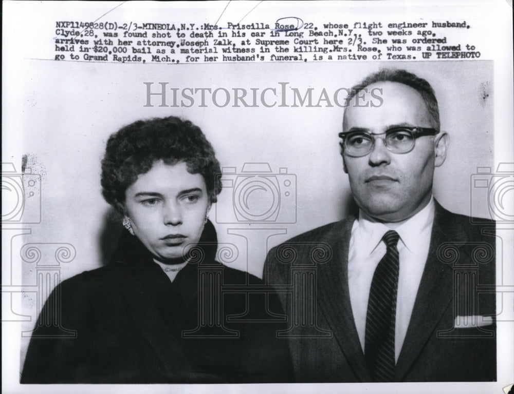 1958 Press Photo Priscilla Rose At Supreme Court For Case Of Husband's Shooting
