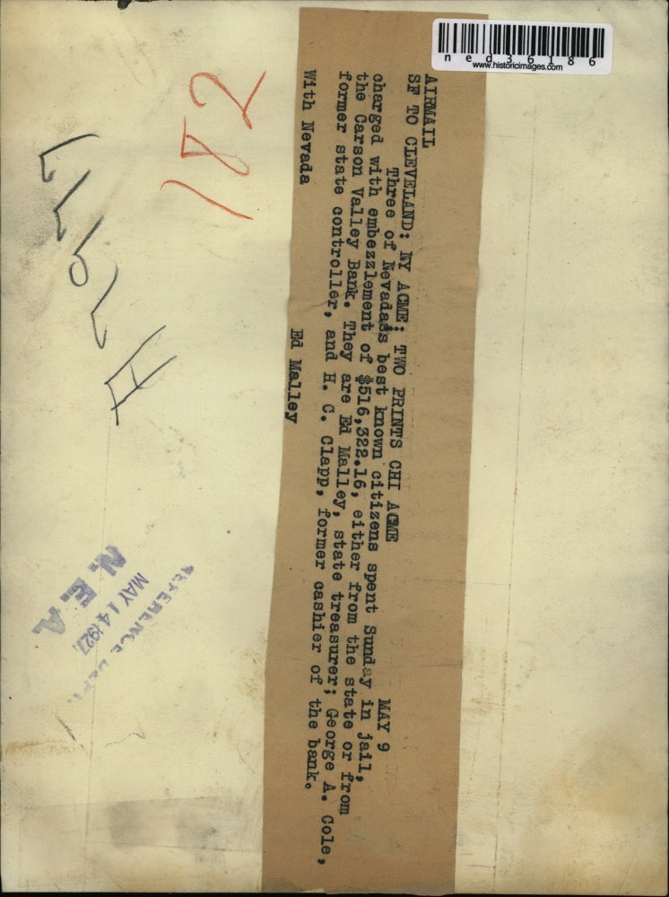 1927 Press Photo Three of Nevadass best known citizens Charged w/ embezzlement