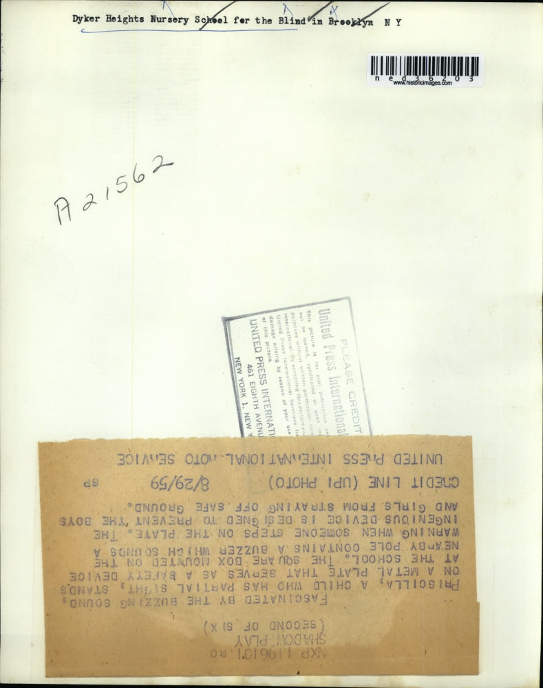 1959 Press Photo Dyker Heights Nursery School for the Blind in Brooklyn