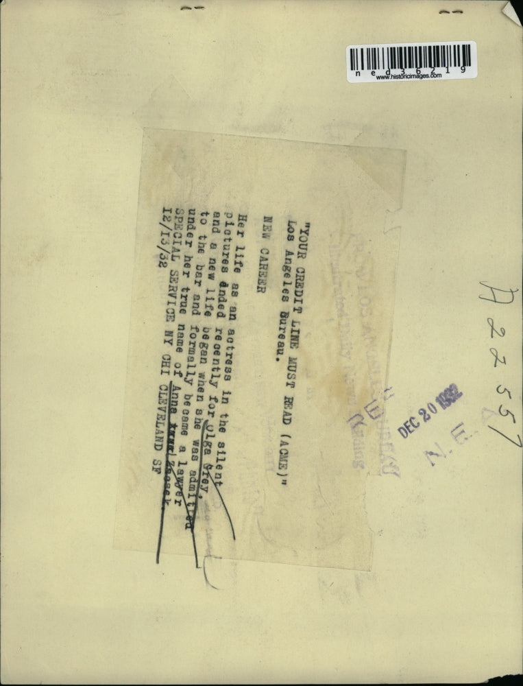 1932 Press Photo Olga Grey admitted to the bar and became a lawyer