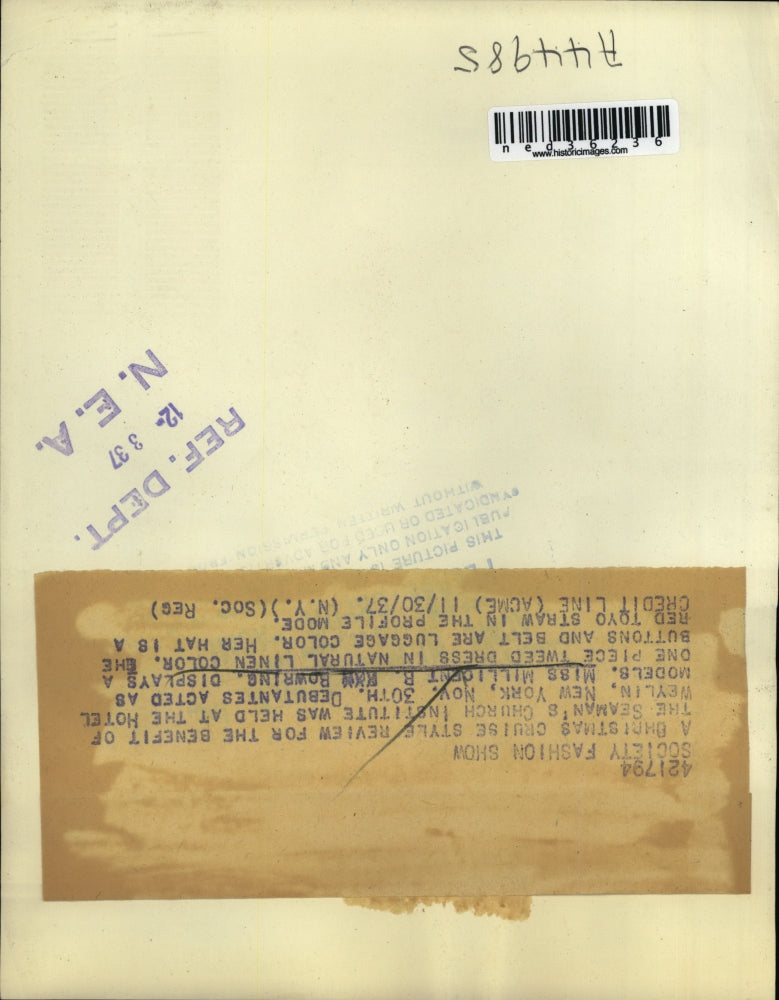 1937 Press Photo Society Fashion Show for Benefit