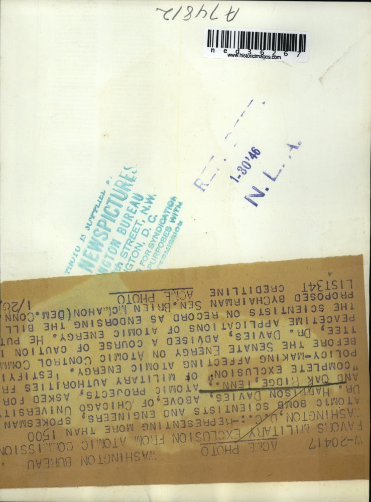 1946 Press Photo Dr. Harrison Davies asked for "complete exclusion"