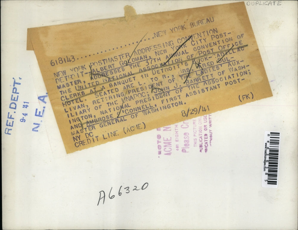 1941 Press Photo New York Postmaster addressing convention