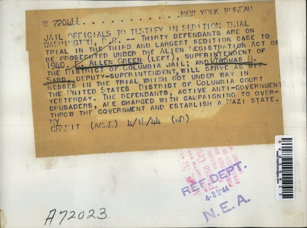 1944 Press Photo E. Allen Green and Thomas Sard will serve as witnesses