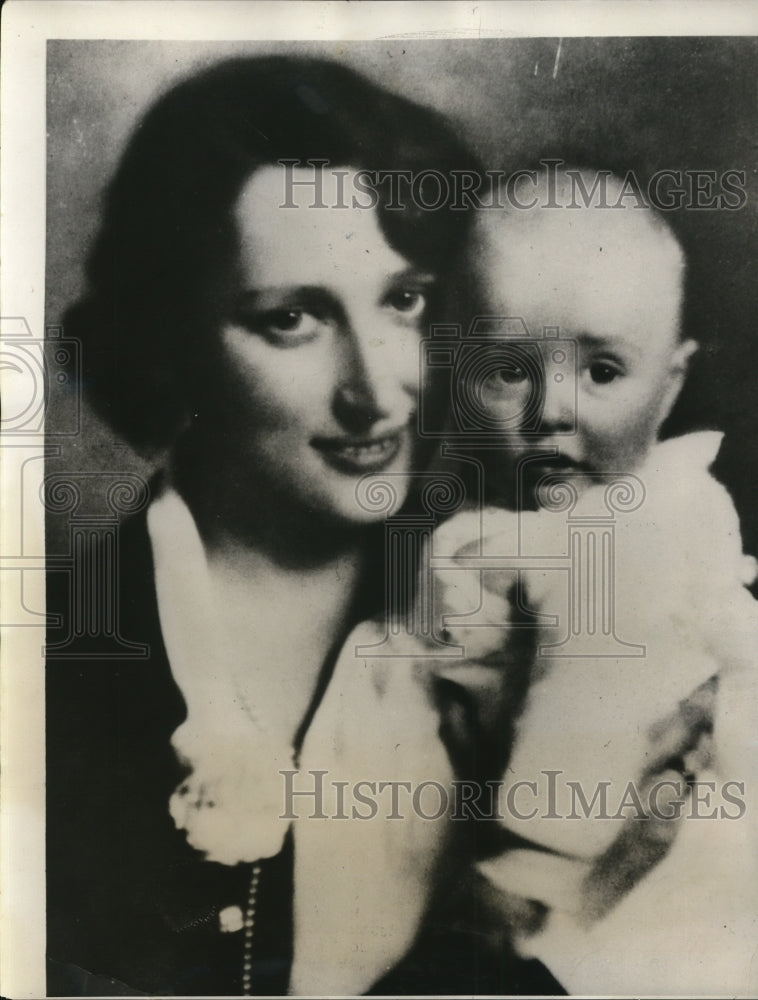 1931 Press Photo Crown Princess Norway with her royal baby Princess Ragnhild
