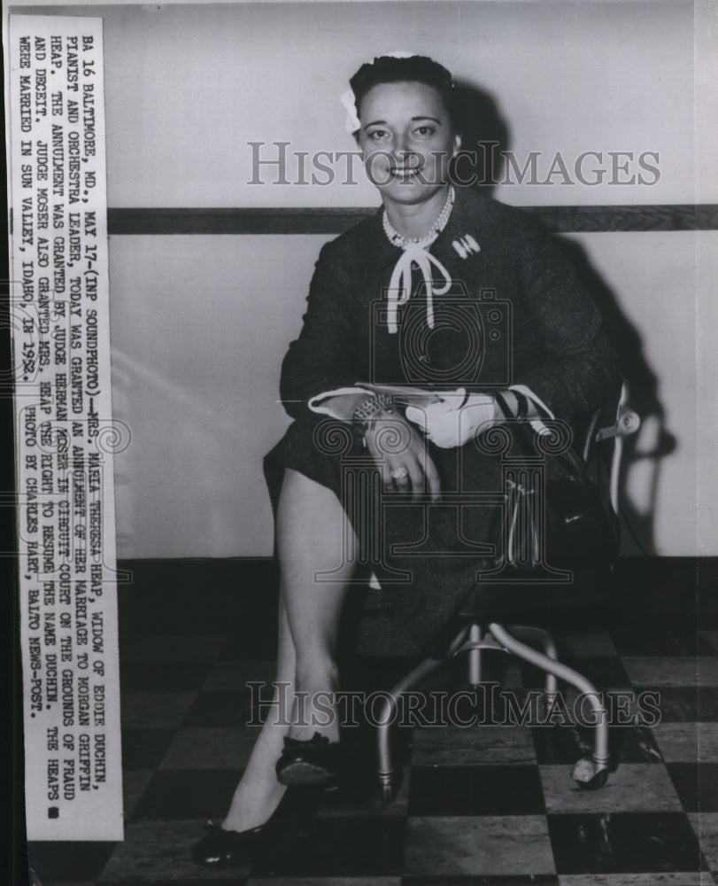 1955 Press Photo Baltimore Maria Theresa Heap Eddie Duchin Pianist Orchestra