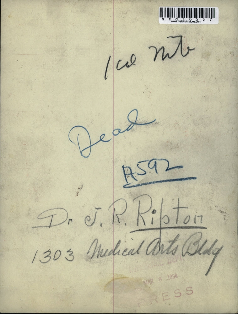 1934 Press Photo Dr J. R. Ripton