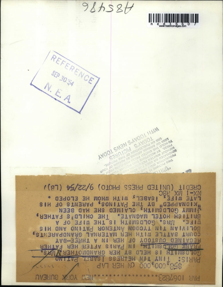 1954 Press Photo Paris Heiress Isabel Patino Goldsmith Frank Bolivian Jimmy