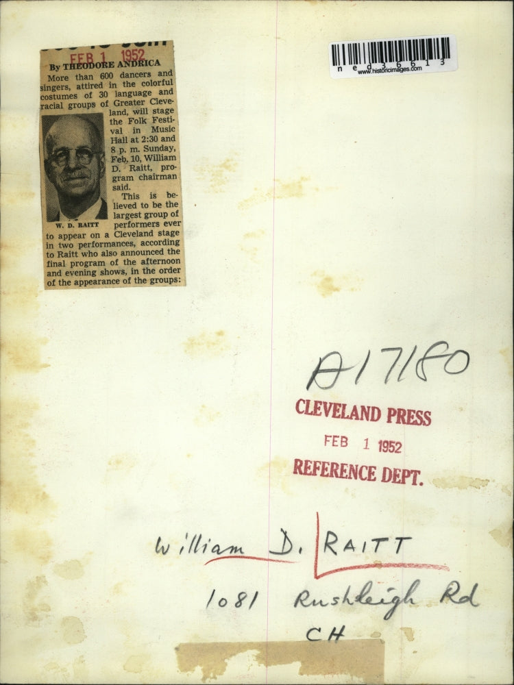 1952 Press Photo William D. Raitt program chairman said more than 600 dancers